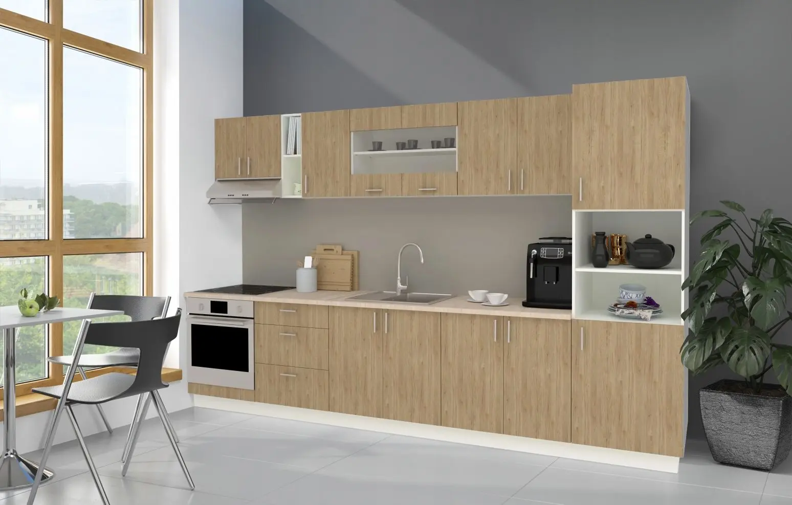 Кухня Haaus Karo V31 3.4м (Natural Wood/White)