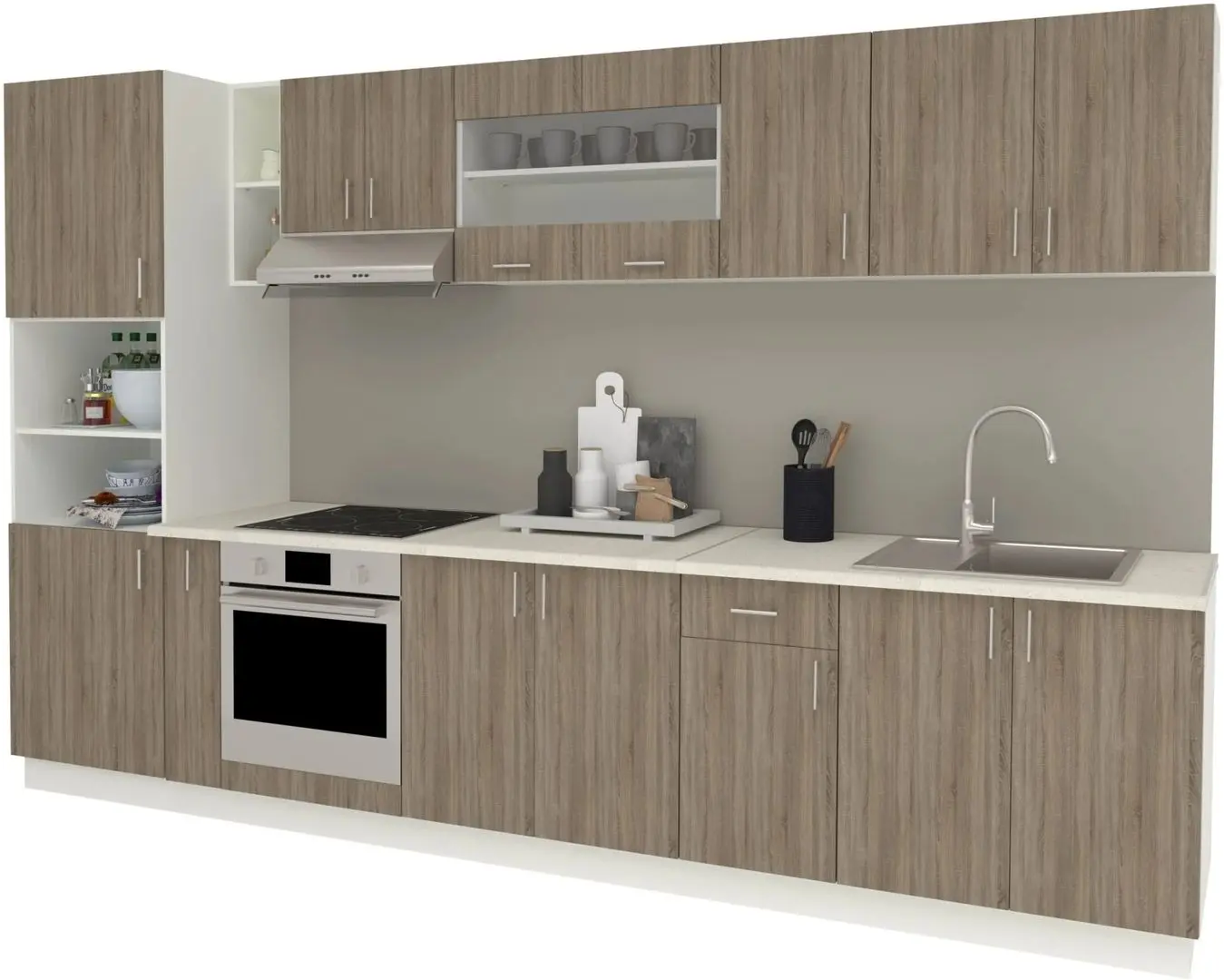 Bucatarie Haaus Karo V33 3.4m (Dark Sonoma Oak/White)