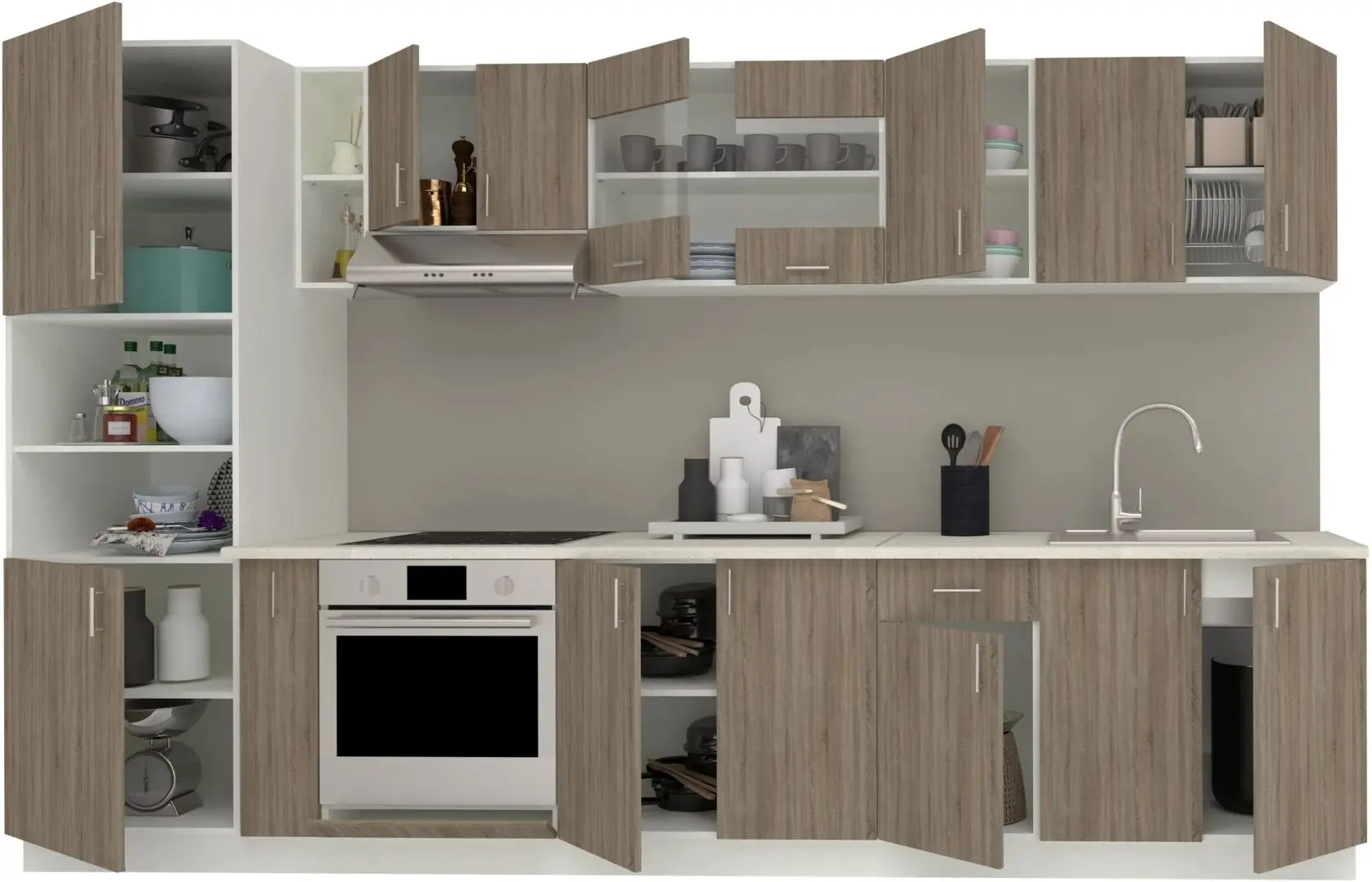 Bucatarie Haaus Karo V33 3.4m (Dark Sonoma Oak/White)