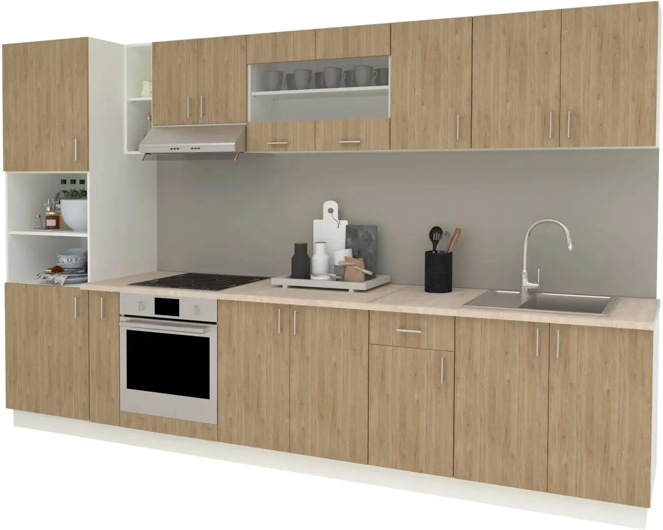 Кухня Haaus Karo V33 3.4м (Natural Wood/White)