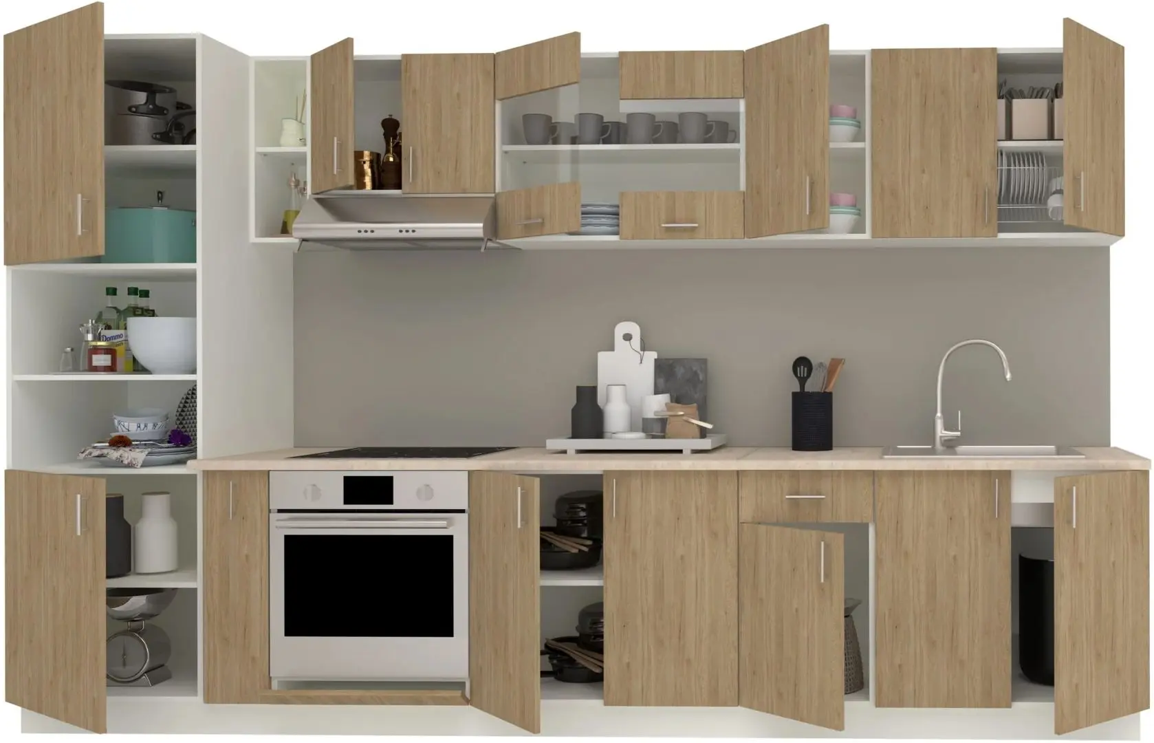 Кухня Haaus Karo V33 3.4м (Natural Wood/White)