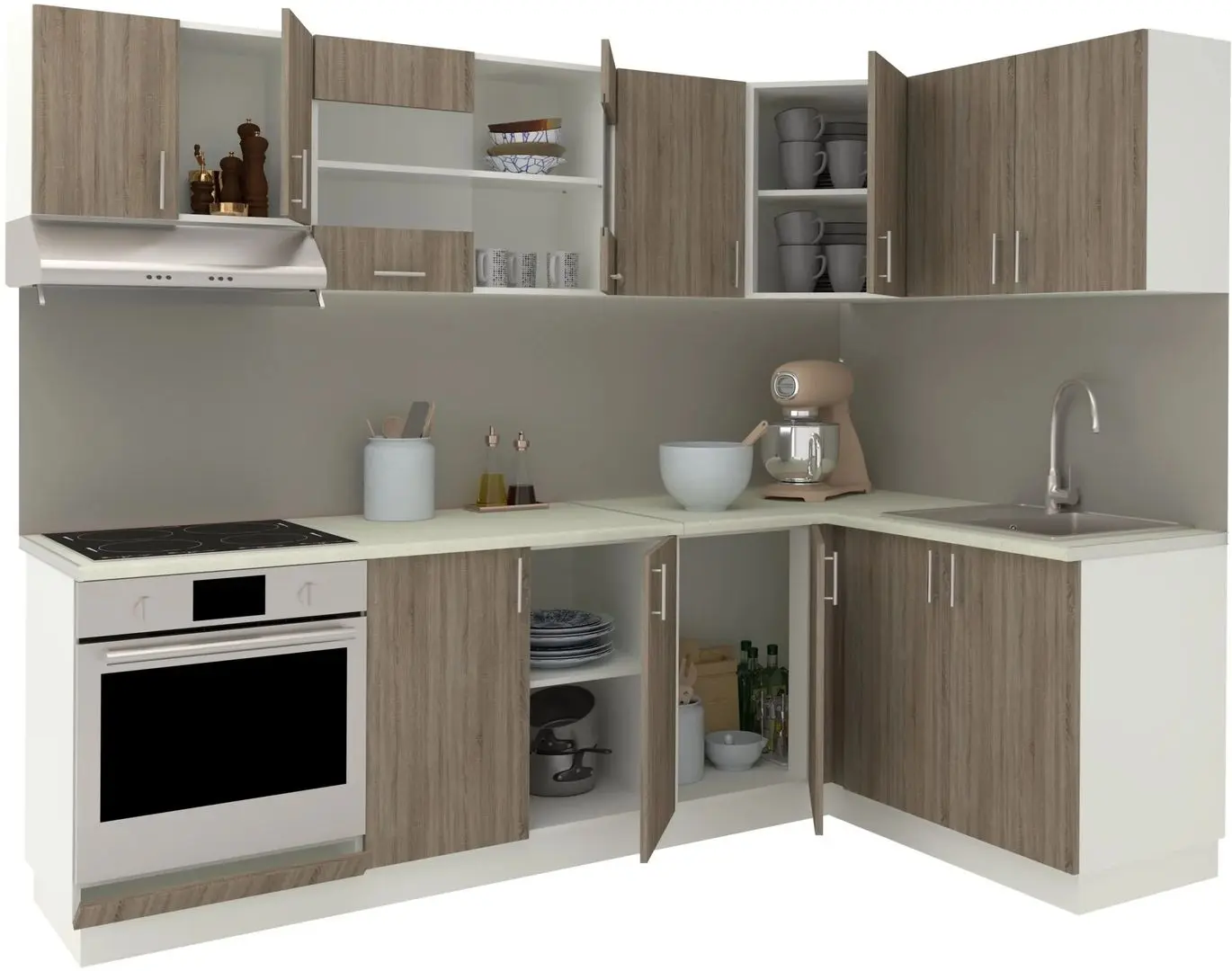 Кухня Haaus Karo V34 2.4x1.4м (Dark Sonoma Oak/White) - 3