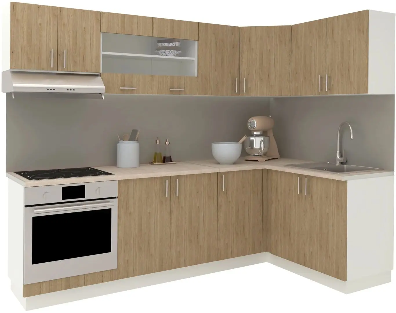 Кухня Haaus Karo V34 2.4x1.4м (Natural Wood/White) - 2