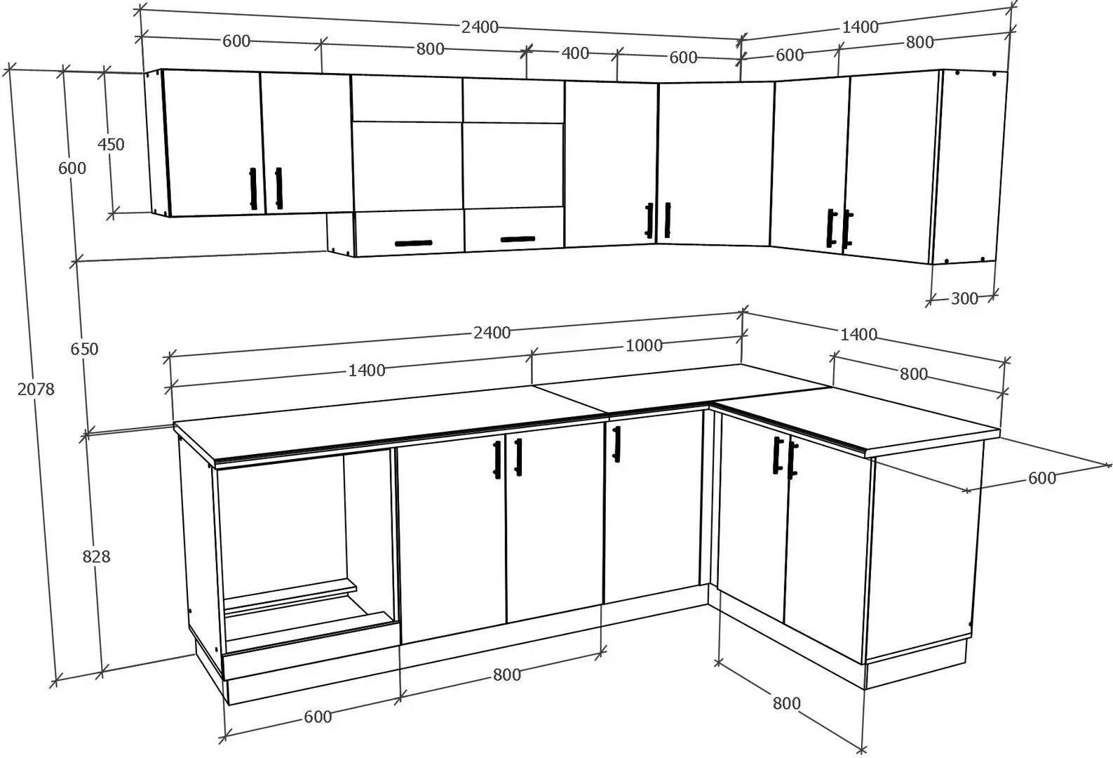 Кухня Haaus Karo V34 2.4x1.4м (Natural Wood/White) - 4