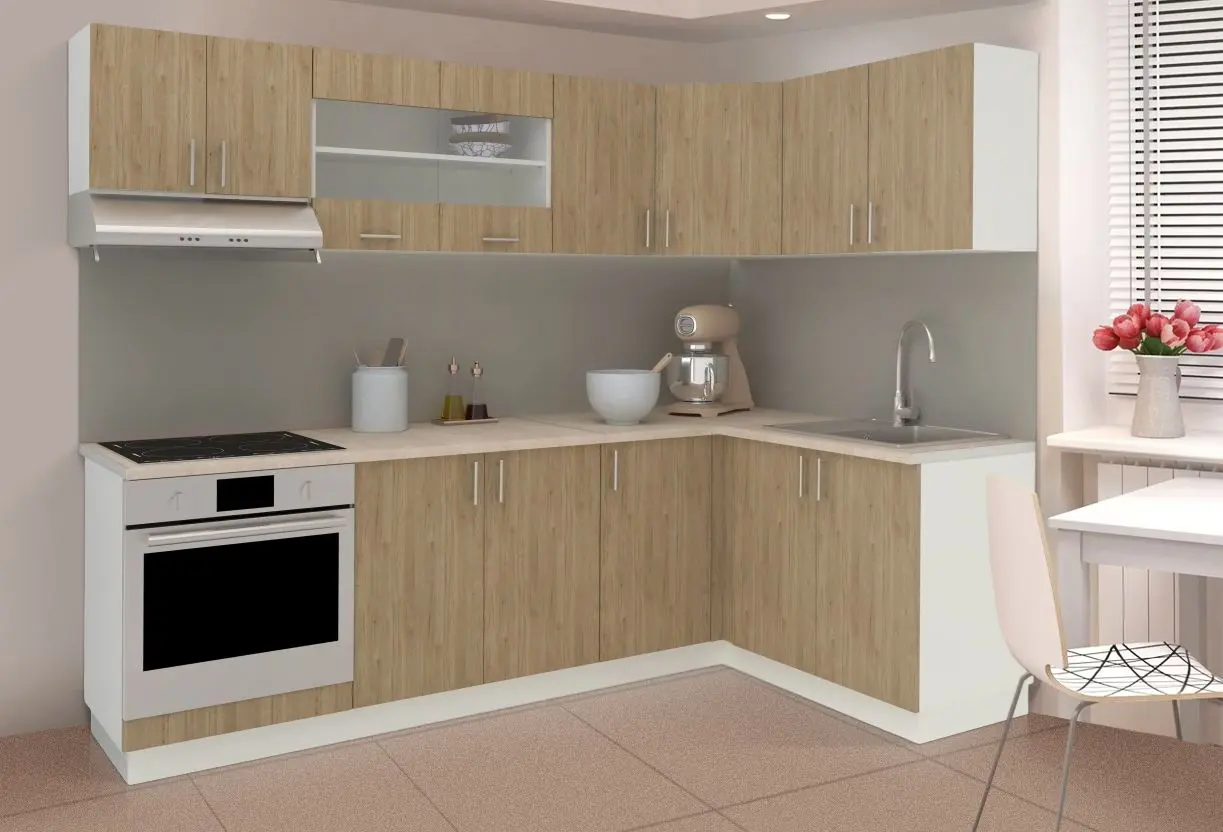 Кухня Haaus Karo V34 2.4x1.4м (Natural Wood/White)