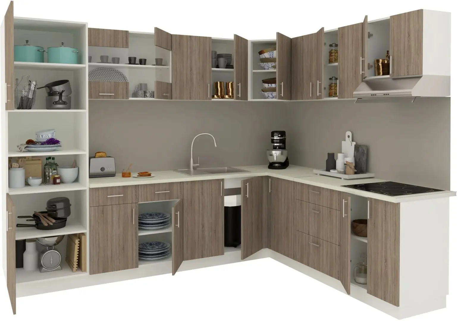 Bucatarie Haaus Karo V36 2.8x2.2m (Dark Sonoma Oak/White)