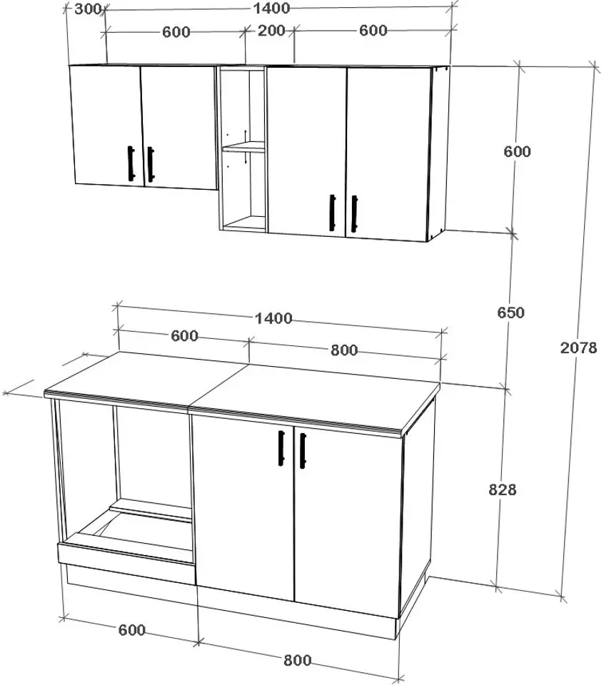 Кухня Haaus Karo V4 1.4м (Dark Sonoma Oak/White) - 4