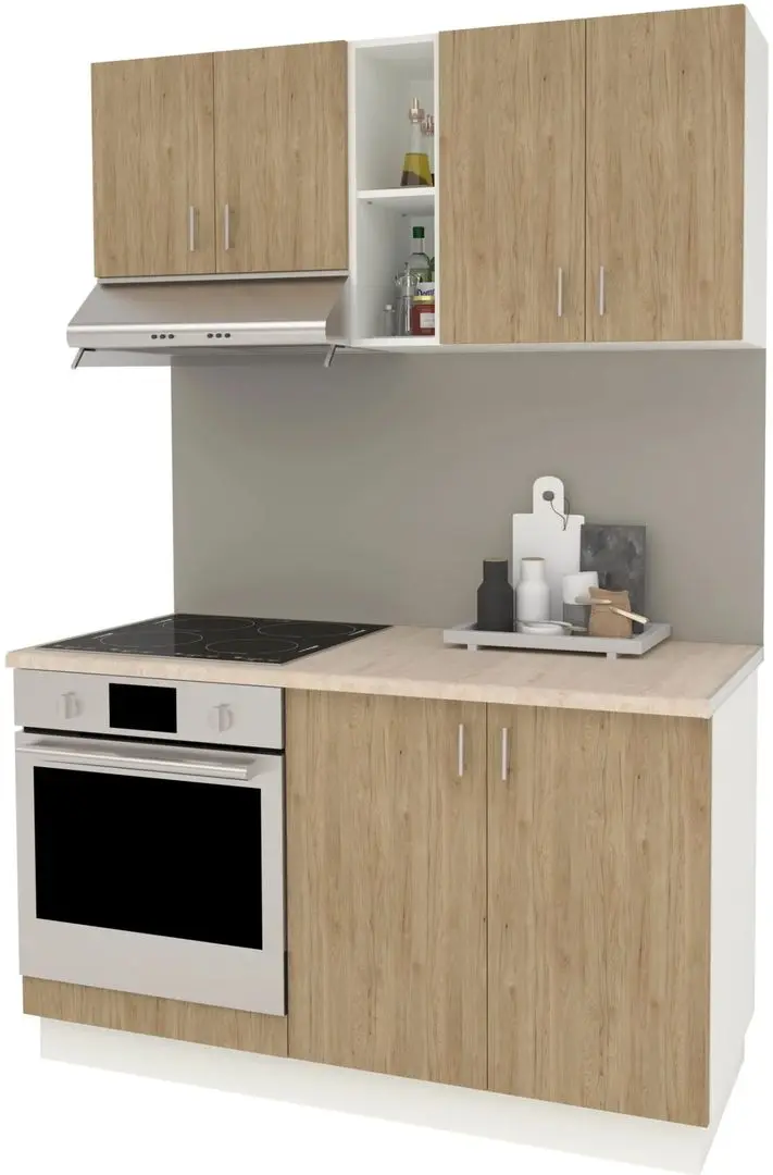 Bucatarie Haaus Karo V4 1.4m (Natural Wood/White) - 2