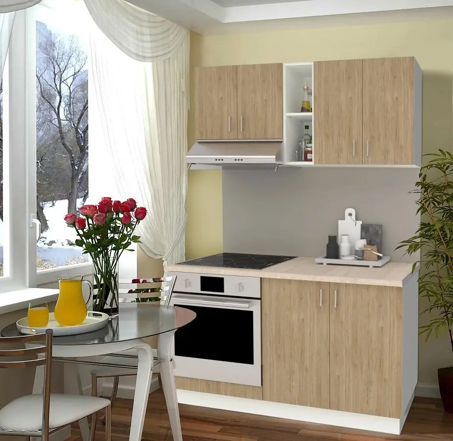 Bucatarie Haaus Karo V4 1.4m (Natural Wood/White)
