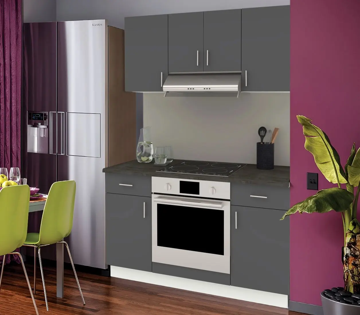 Bucatarie Haaus Karo V5 1.4m (Anthracite/White)