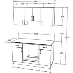 Bucatarie Haaus Karo V5 1.4m (Dark Sonoma Oak/White) Thumb