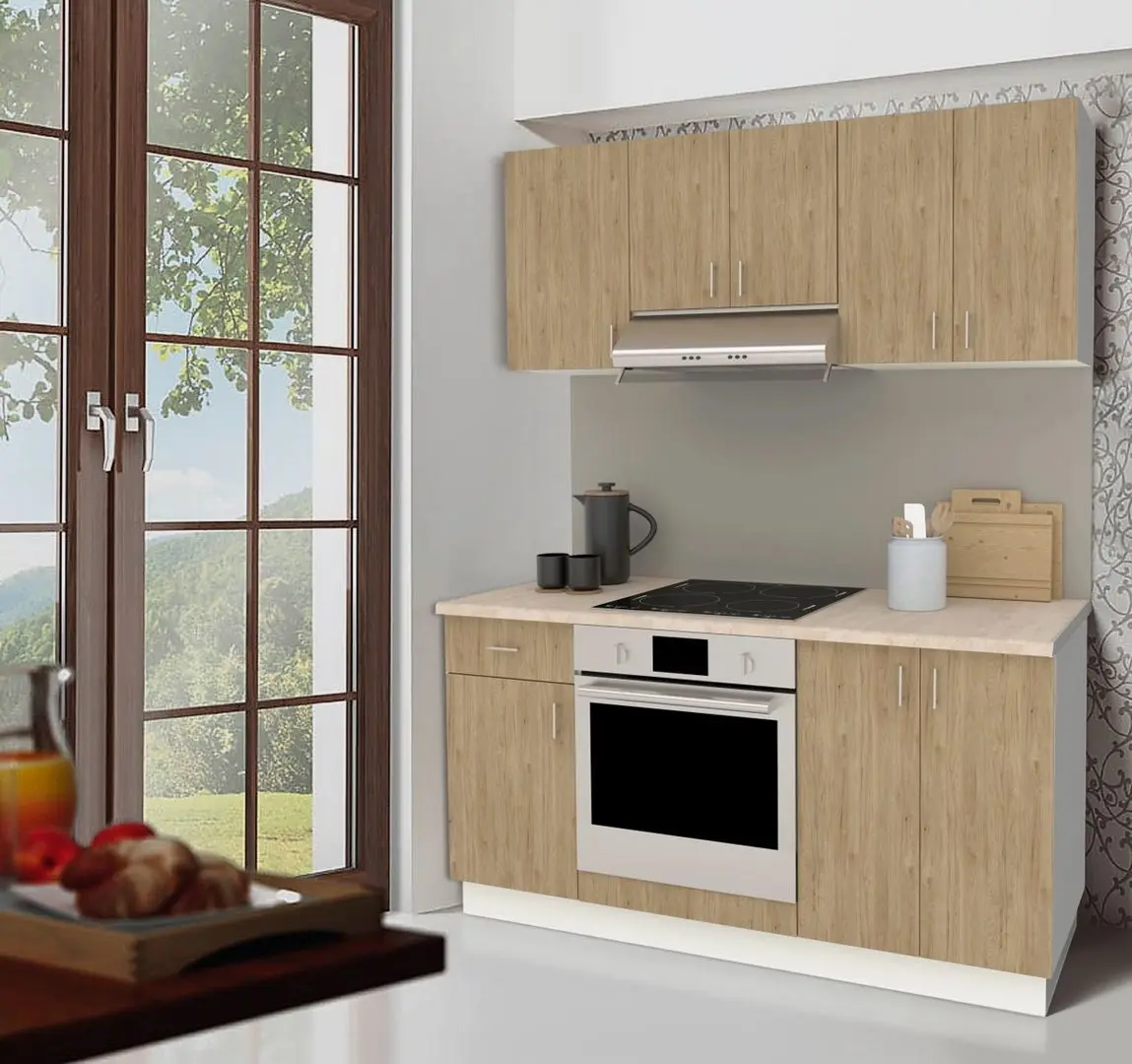 Bucatarie Haaus Karo V6 1.6m (Natural Wood/White)