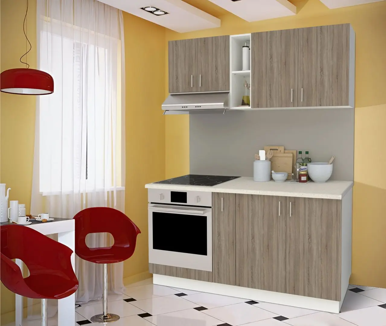 Bucatarie Haaus Karo V7 1.6m (Dark Sonoma Oak/White)