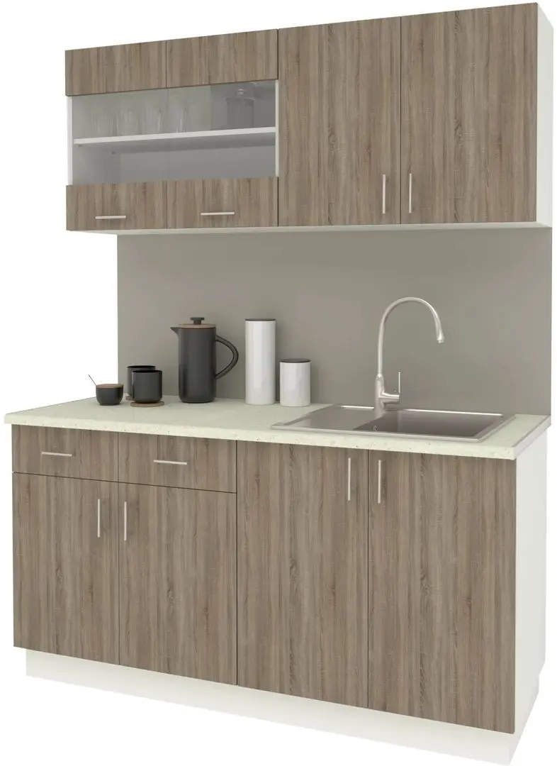 Bucatarie Haaus Karo V8 1.6m (Dark Sonoma Oak/White)