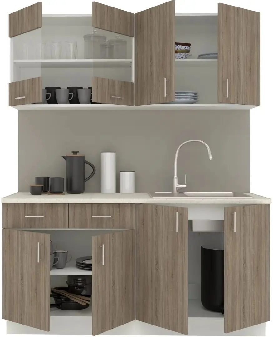 Bucatarie Haaus Karo V8 1.6m (Dark Sonoma Oak/White)