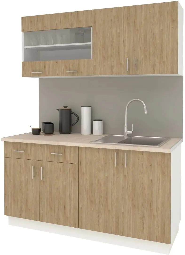 Bucatarie Haaus Karo V8 1.6m (Natural Wood/White)