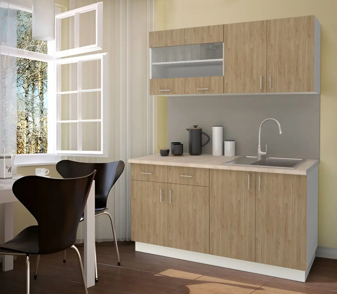 Bucatarie Haaus Karo V8 1.6m (Natural Wood/White)