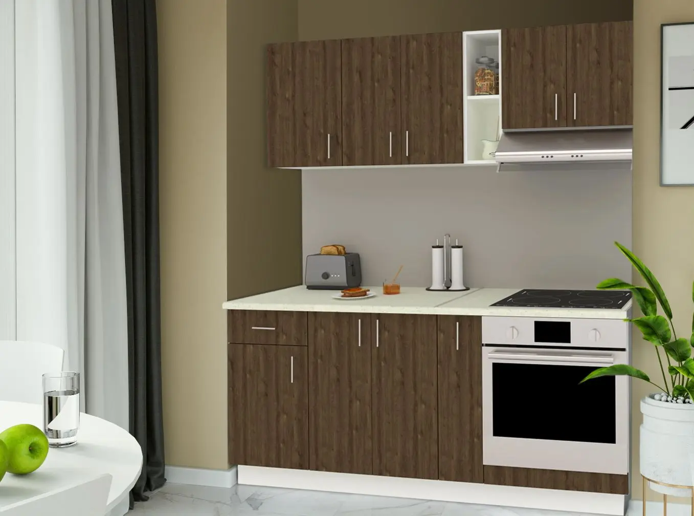 Bucatarie Haaus Karo V9 1.8m (Bronze Oak/White)