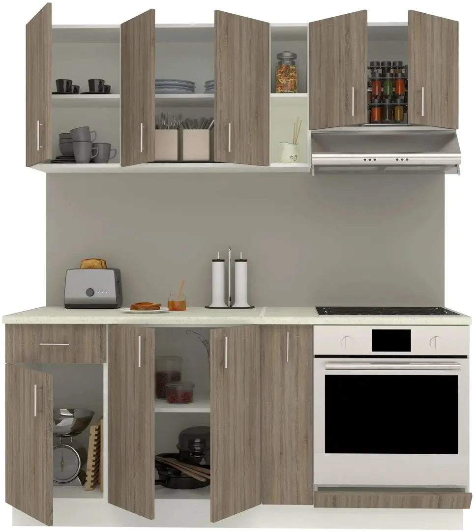 Bucatarie Haaus Karo V9 1.8m (Dark Sonoma Oak/White)