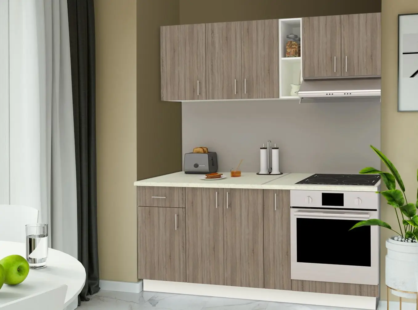 Bucatarie Haaus Karo V9 1.8m (Dark Sonoma Oak/White)