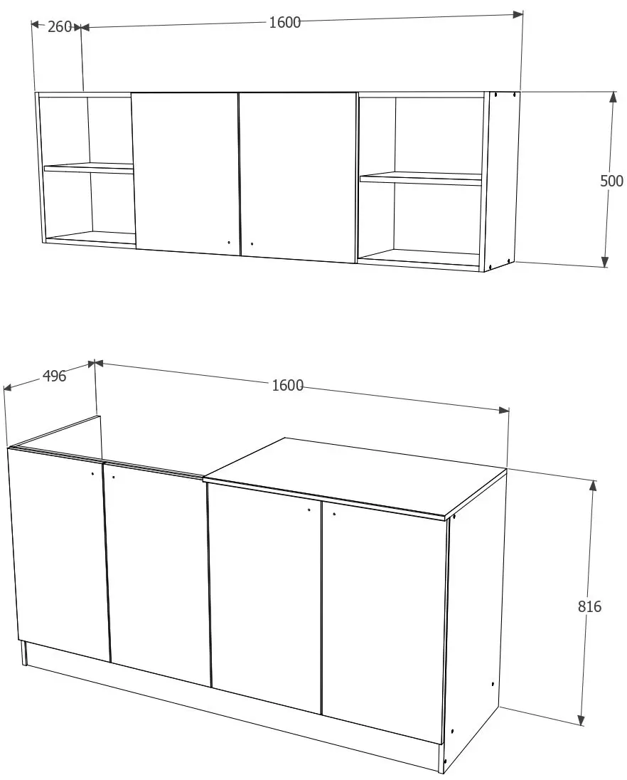 Кухня Haaus Sena 1.6м (White/Bronze Oak)