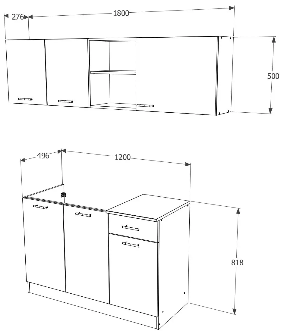 Bucatarie Haaus Kara 1.8m (White/Sonoma Oak)