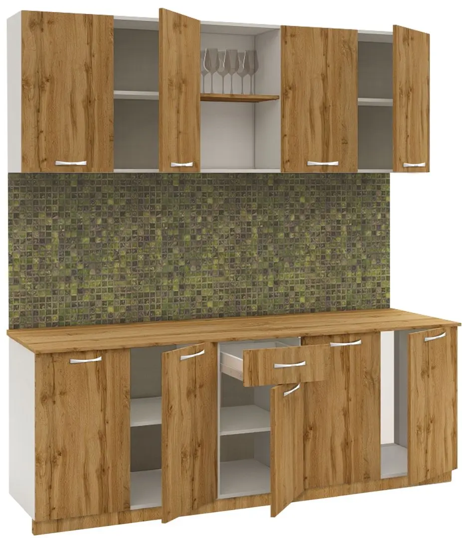 Bucatarie Haaus Nisa 2.0m (White/Wotan Oak) - 3