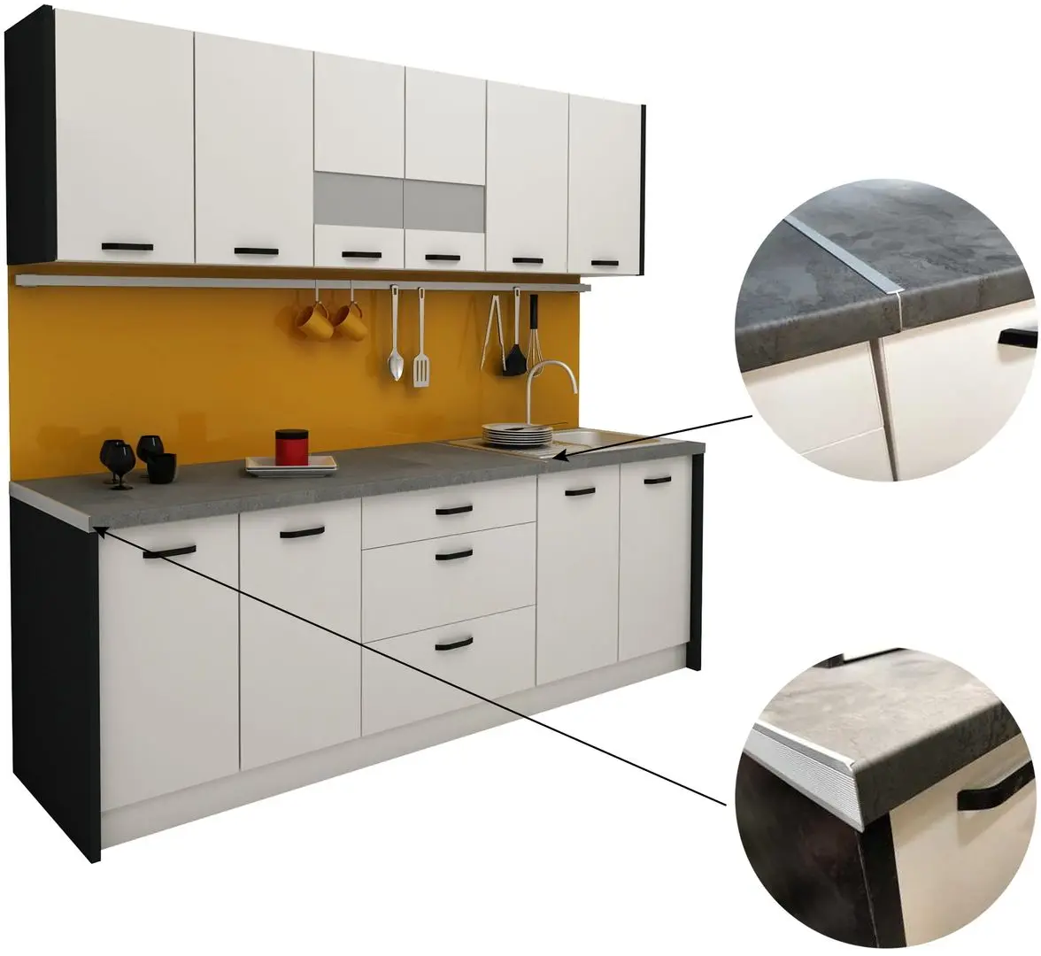 Bucatarie Haaus Lima 2.35m (White/White Gloss) - 4