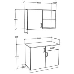 Bucatarie Haaus Liz 1m (Dark Sonoma Oak/White) Thumb