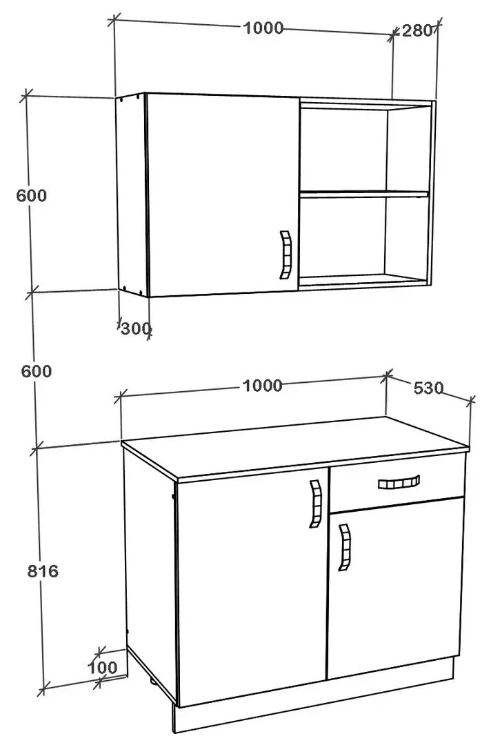 Bucatarie Haaus Liz 1m (Dark Sonoma Oak/White)