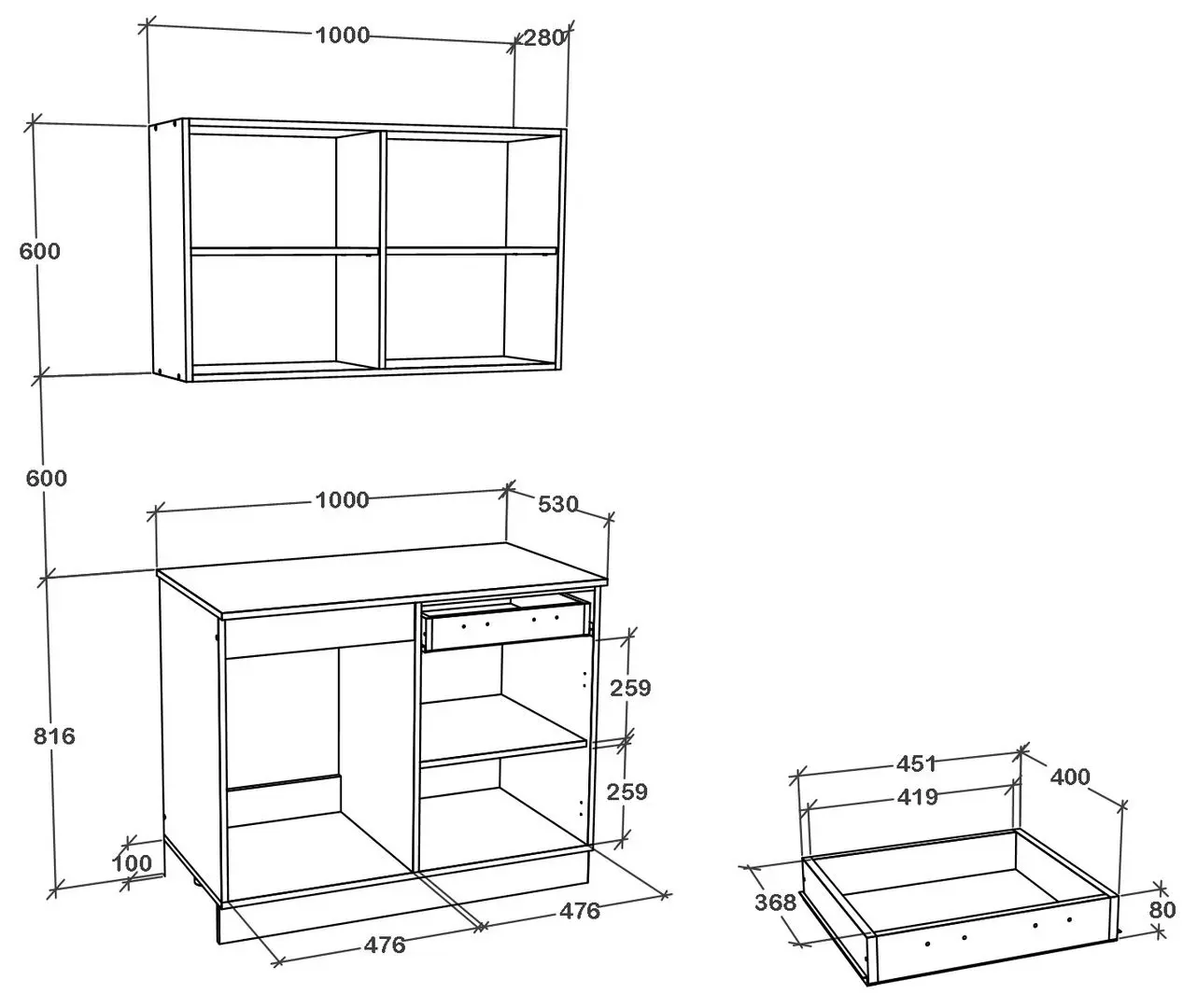 Bucatarie Haaus Liz 1m (Dark Sonoma Oak/White)