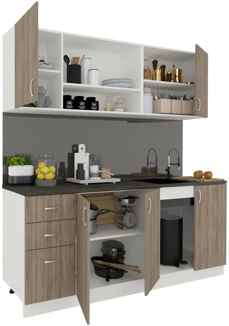 Bucatarie Haaus Parma 2.0m (Dark Sonoma Oak/White)