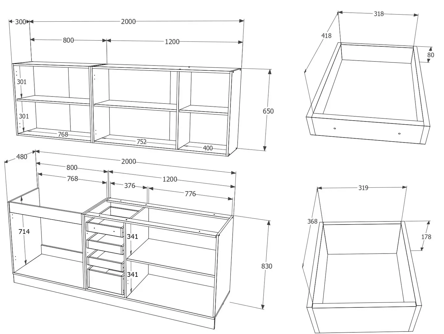 Bucatarie Haaus Riga 2.0m (White/Pine Dark) - 2