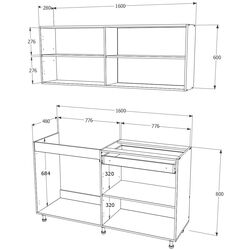 Bucatarie Haaus Roma 1.6m (White/Bronze Oak) Thumb