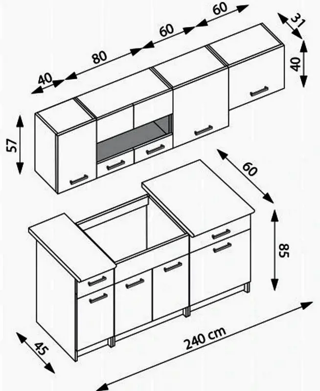 Bucatarie Halmar Alina 2.4m (Artisan Oak/Matte Black)