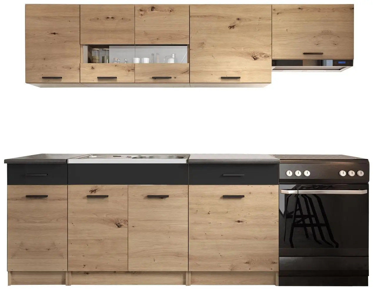 Bucatarie Halmar Alina 2.4m (Artisan Oak/Matte Black)