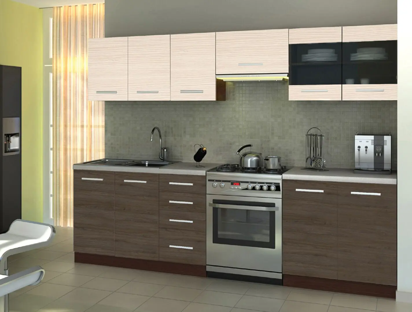 Bucatarie Halmar Amanda 2 2.6m (Santana Oak/Priede Arden/Wenge)