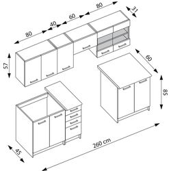 Bucatarie Halmar Amanda 2 2.6m (Santana Oak/Priede Arden/Wenge) Thumb