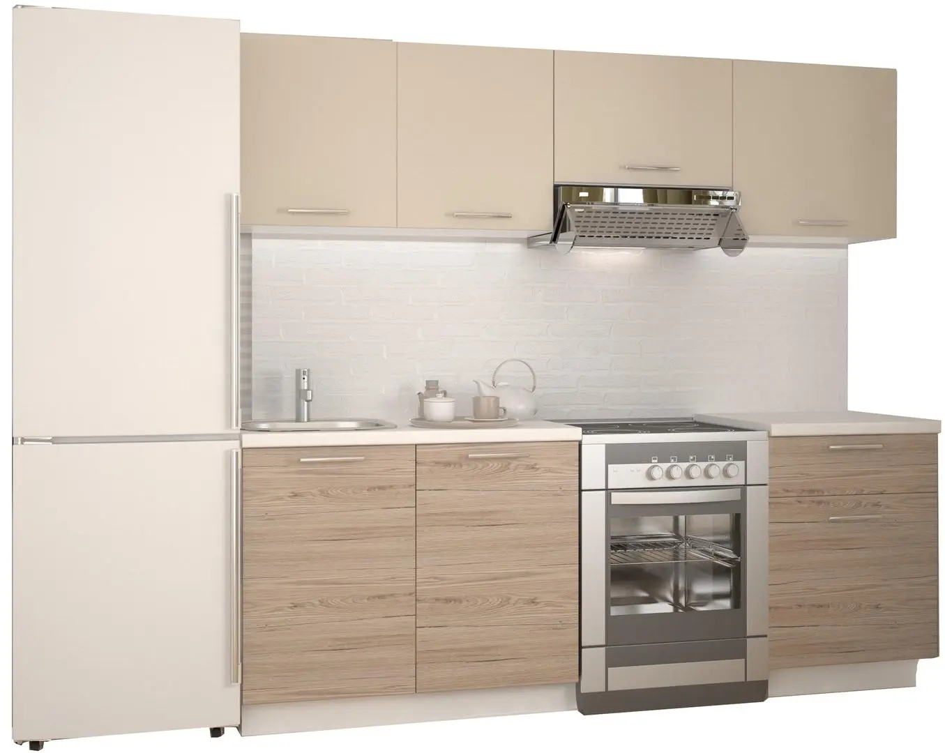 Bucatarie Halmar Katia 2.2m (Light Beige/San Marino Oak/White)