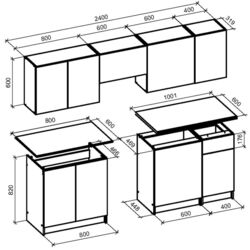 Bucatarie Halmar Ksenia 2.4m (Light Walnut/Pistachio/Anthracite) Thumb