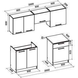 Bucatarie Halmar Marija 2.0m (Vanilla/Sonoma Oak) Thumb