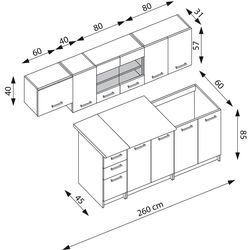 Bucatarie Halmar Perla 2.6m (Artisan Oak/Dark Gray) Thumb