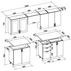 Bucatarie Halmar Viktoria 2.4 m (White/Dark Blue) Thumb