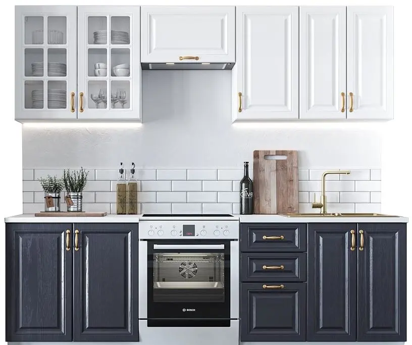 Bucatarie Halmar Viktoria 2.4 m (White/Dark Blue)