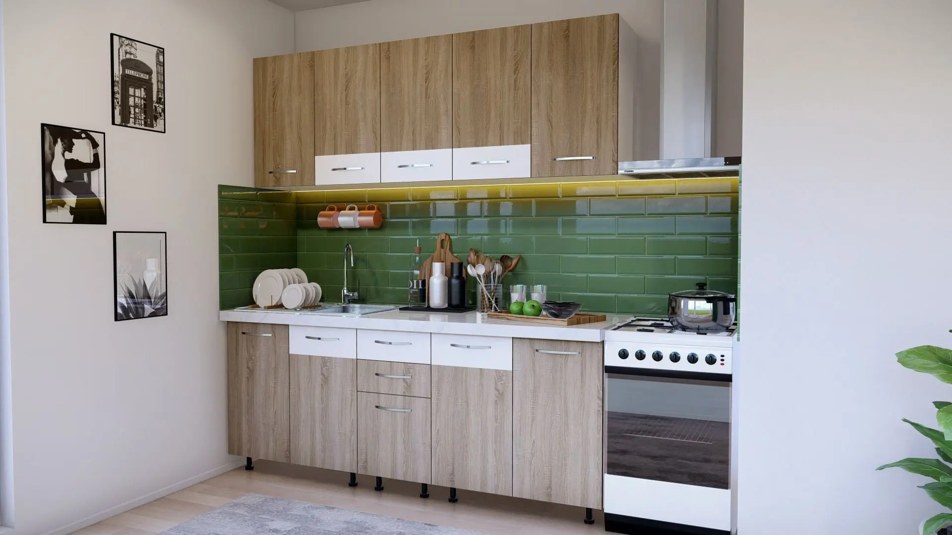 Кухня Ideal Mobila Bianca 2.0м (Sonoma Oak/White) - 2