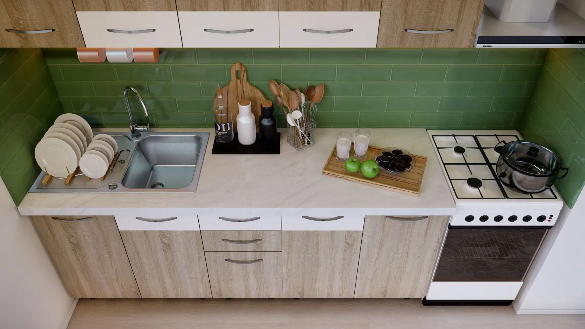 Кухня Ideal Mobila Bianca 2.0м (Sonoma Oak/White) - 3