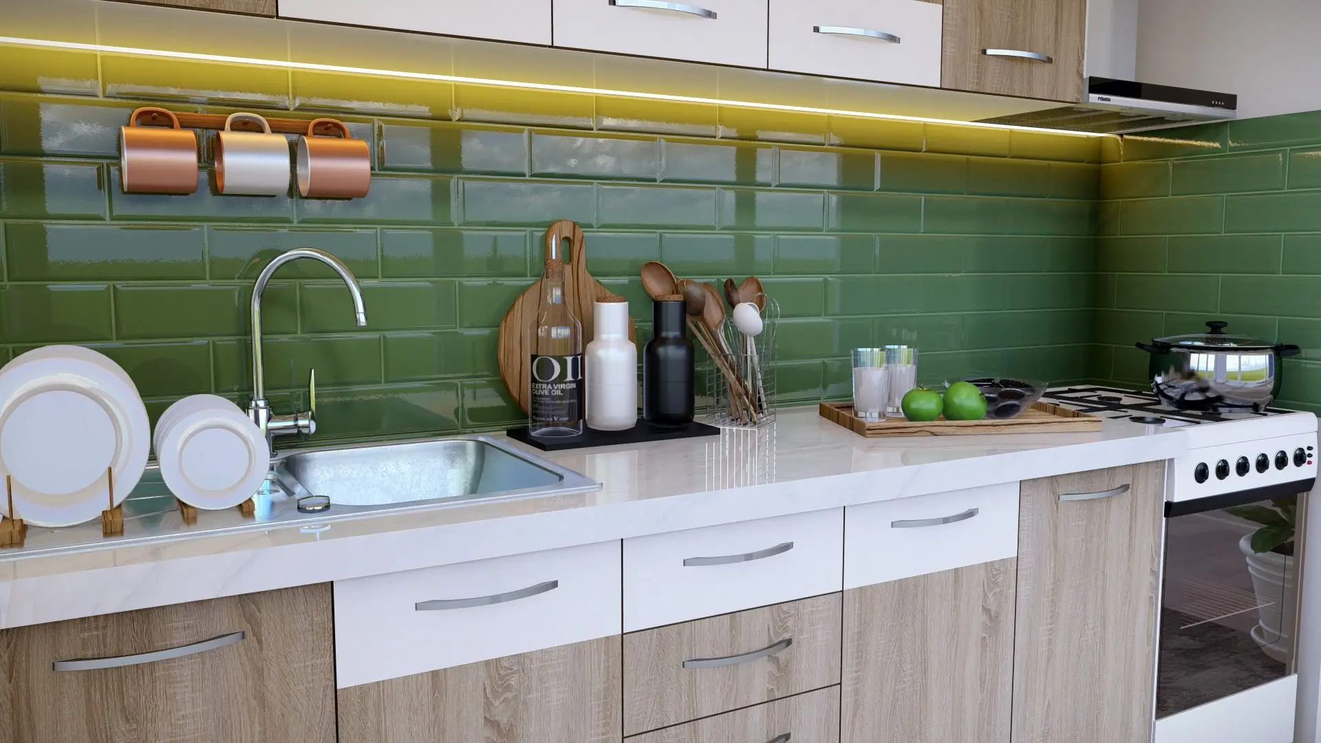 Кухня Ideal Mobila Bianca 2.0м (Sonoma Oak/White) - 4