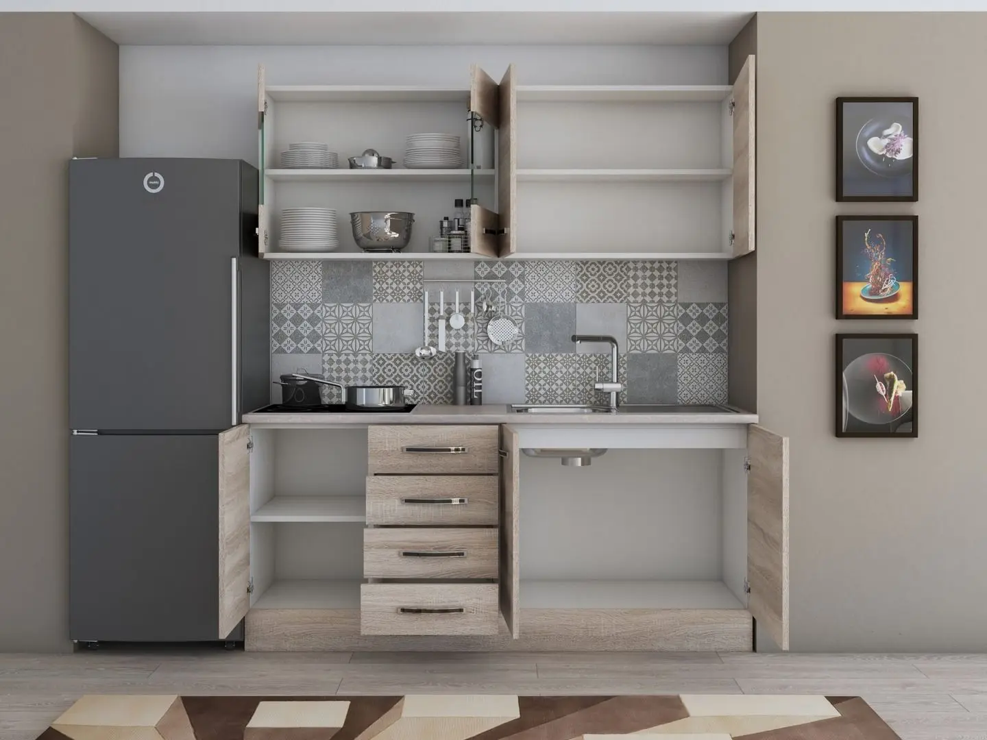 Bucatarie Ideal Mobila Karina 1.8m (Sonoma Oak/White) - 4