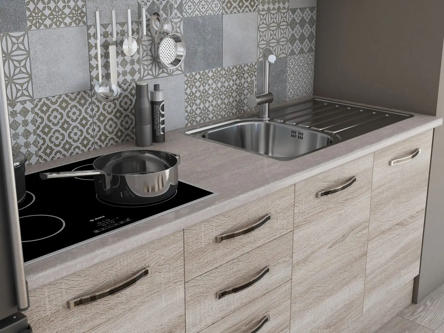 Bucatarie Ideal Mobila Karina 1.8m (Sonoma Oak/White) - 5