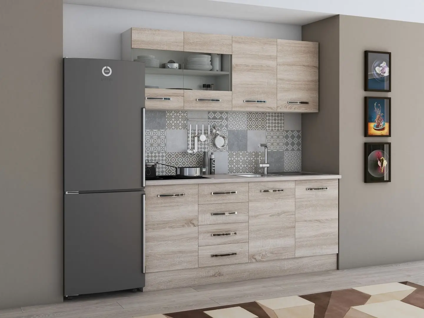 Bucatarie Ideal Mobila Karina 1.8m (Sonoma Oak/White)